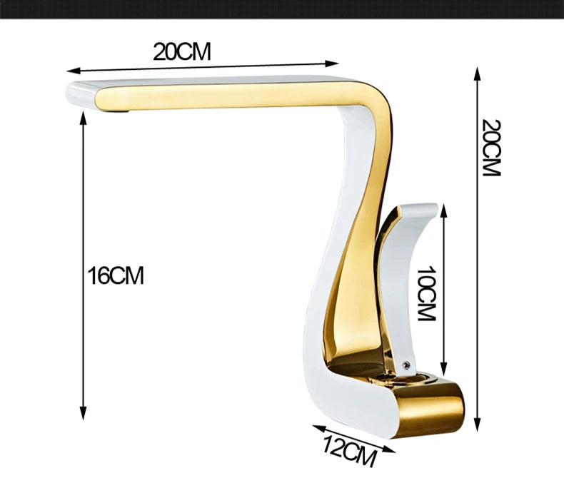 Torneira de Banheiro de Luxo em Branco e Dourado - Elegance Brass