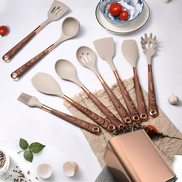 Kit de Utensílios de Cozinha 12 Peças com Organizador em Inox - Chef Pro