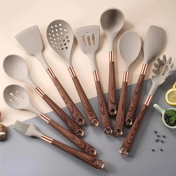 Kit de Utensílios de Cozinha 12 Peças com Organizador em Inox - Chef Pro