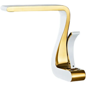 Torneira de Banheiro de Luxo em Branco e Dourado - Elegance Brass